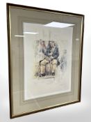 After Ros Goody : Gamekeeper with pheasants, limited edition colour print, 35.5 cm x 48 cm.