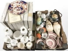 A group of Aynsley porcelain vases, Masons collectors plates, pair of Crown Devon Fieldings vases,