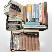 Assorted volumes including Miller's antiques guides, Biggles' Treasure Island,