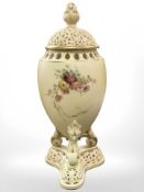 A Royal Worcester blush ivory pierced vase, shape No. 773, height 20.5 cm.