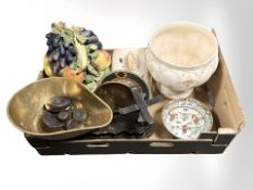 A set of antique scales with weights, Crown Devon fielding's pedestal jardiniere,