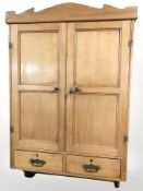 A Victorian pine double door wall cabinet, width 79 cm.