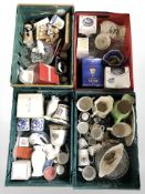 Assorted ceramics including Mailing lustre ware, Ringtons blue and white caddies, porcelain vases,