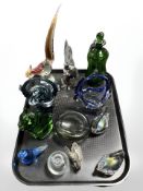 Art Glass items including figures of animals, baskets,