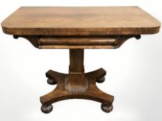 A Victorian figured walnut folding card table,