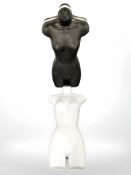 Six moulded plastic mannequin torsos.