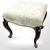 An Edwardian mahogany stool on cabriole legs, height 44 cm.