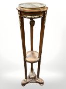 A mahogany gilt metal mounted and marble inset jardiniere stand, height 101 cm.