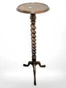 A 20th century beech barley twist plant stand,