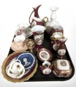 A group of Limoges porcelain, jasperware pin dish, Rosina china tea cup and saucer, etc.