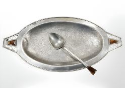An Old Capital pewter twin-handled tray in the Arts & Crafts taste,
