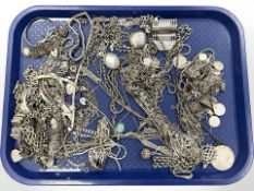 A large quantity of silver jewellery, 1220g.