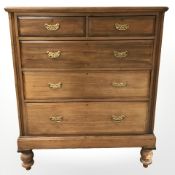 A late Victorian mahogany five drawer chest, 122 cm W x 53 cm D x 147 cm H.