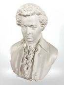 A plaster bust of Mozart, height 32 cm.