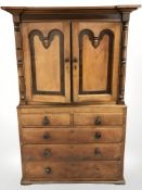 A Victorian oak and mahogany linen press, 122 cm W x 54 cm D x 184 cm H.