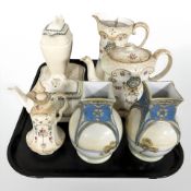 A pair of Noritake porcelain vases, Crown Ducal Gainsborough teapot, coffee pot and stand,