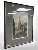 A 19th century etching depicting High Street, Bristol, 26 cm x 41 cm.
