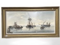 After H. Redmore : Calm on the Humber, oleograph, 110 cm x 49 cm.