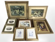 Assorted gilt framed watercolours including Joan Somner, still life studies of flowers,