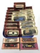 A group of Matchbox Models of Yesteryear die cast classic cars, buses, etc, all boxed.
