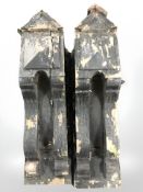 A pair of 19th century painted pine corbels,