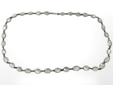 A silver moonstone necklace, length 47 cm.