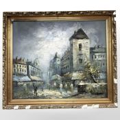 Continental School : Parisian street scene, oil on board, 59 cm x 49 cm.