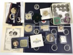 A quantity of crowns, Princess Diana commemorative coin, other royal coins, etc.