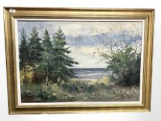 Danish School : Trees by a coast, oil on canvas, 86 cm x 57 cm.
