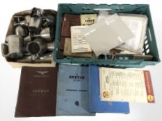 Several albums of motoring ephemera relating to Jaguar, etc, motoring trophy cups and tankards.