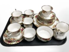 Twenty one pieces of Royal Albert Old Country Roses tea china.