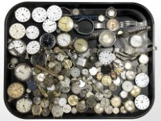 A large quantity of wristwatch and pocketwatch movements, various parts including Smiths, Cyma,