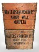 Two Waters & Robson Limited Abbey Well painted pine bottle crates,