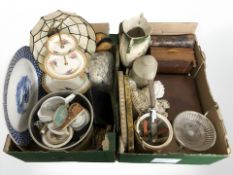 Assorted ceramics, cutlery, stoneware hot water bottle, glass light shade, etc.