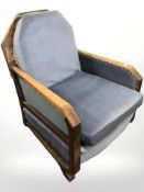 An Art Deco bergere armchair, width 65 cm.