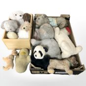 A group of soft toys, mohair dog, etc.