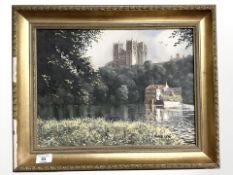 John J. Kerr : Durham Cathedral from the riverbank, oil on canvas, 39 cm x 29 cm.