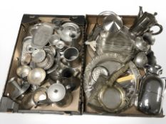 A collection of EPNS, stainless steel and pewter wares, a Schweppes soda siphon.