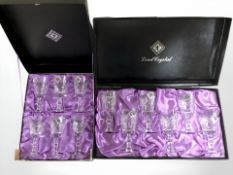 Two sets of six Edinburgh International crystal wine glasses, both boxed.