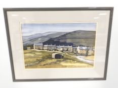 Paul Speed (20th century) : rural village with rolling hills beyond, watercolour, dated 1970,