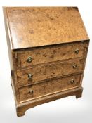 A George III style pollard yew fall front bureau,