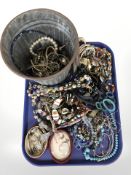 An assortment of costume bead necklaces,