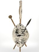 A small Zulu style hide shield and spears