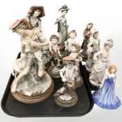 A Royal Doulton gemstones figure 'September Sapphire' and a group of G Armani Italian figures.