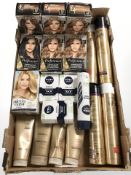 A quantity of L'Oreal and Clairol hair care products, Nivea post-shave balm, antiperspirant,