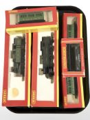 Five Hornby OO gauge railway models including R2214A GNR 0-6-2T locomotive,