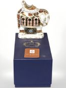 A Royal Crown Derby Imari large elephant paperweight, height 21 cm.