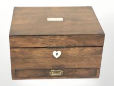A Victorian rosewood vanity box, width 28 cm.