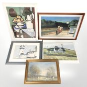 A group of pictures and prints, oil on canvas - landscape,