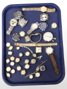 Assorted lady's and gents wristwatches, watch faces, including Sekonda stop watch, etc.